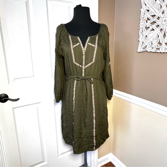 ⭐️ Esme & Esyllte Olive Ribbon Peasant Boho Bohemian Dress SMALL - Picture 8 of 14